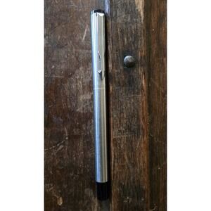 VINTAGE PARKER VECTOR FONTAIN PEN STAINLESS STEEL, SILVER COLOR, M NIB Black Top